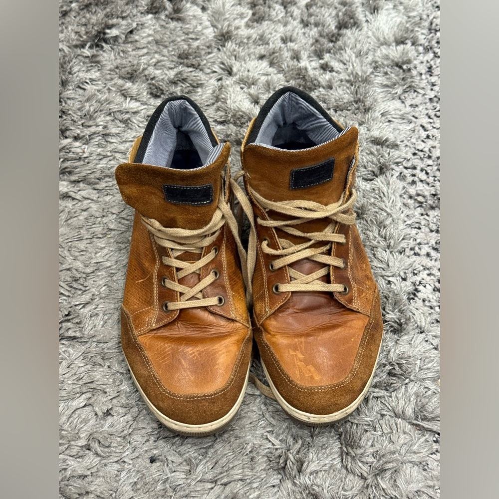 Bullboxer Laytone Brown Leather Lace Up High Top Sneakers Men's Size 13